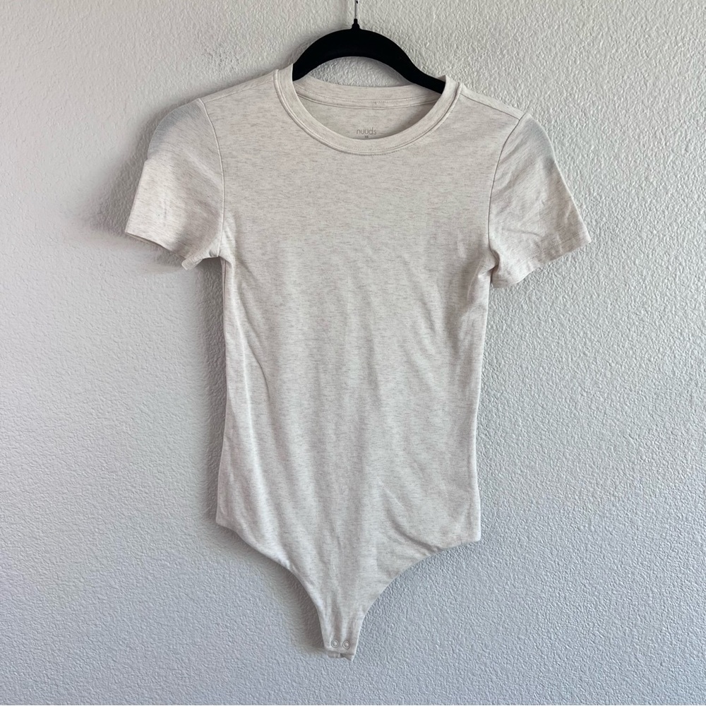 nuuds Women's Short Sleeve Crewneck Bodysuit Cotton Stretch